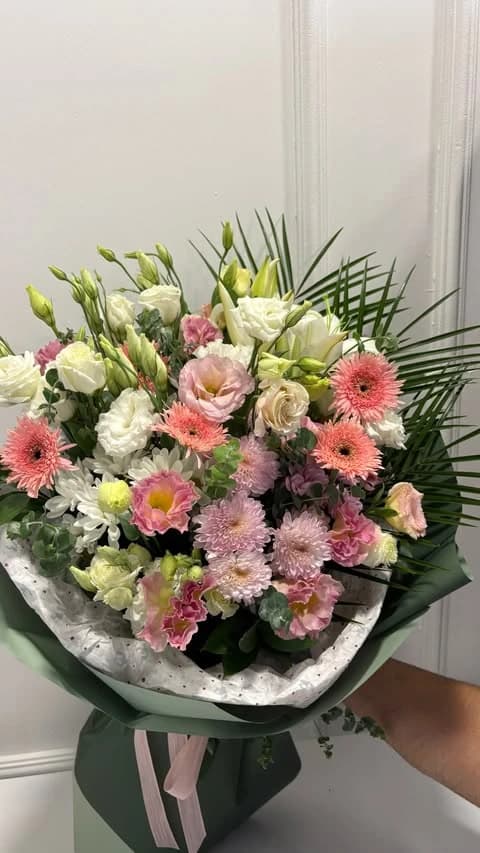 Beyaz Gül & Pembe Gerbera Buketi