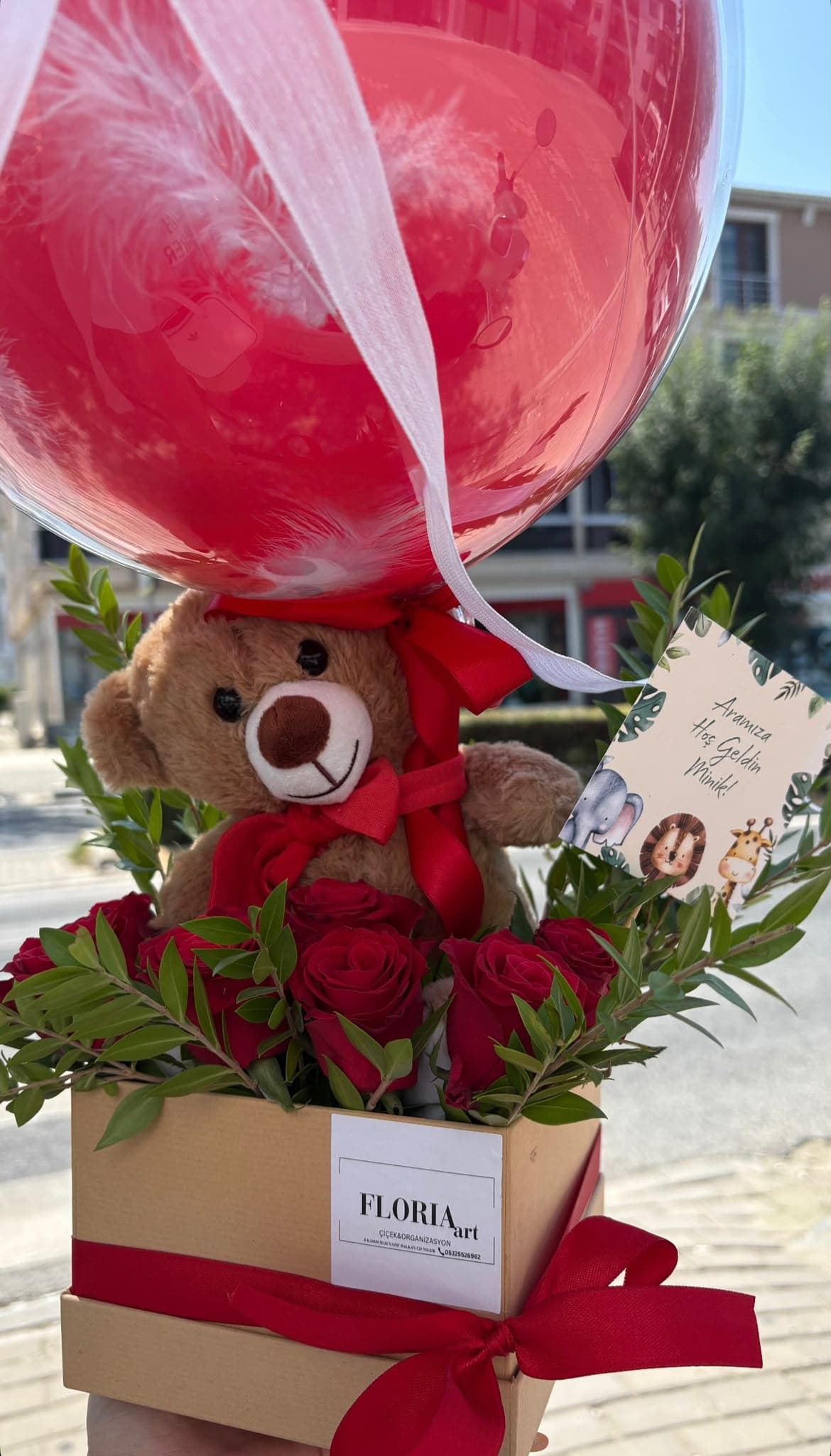 Kırmızı Balon & Ayıcık Bebek Tasarımı